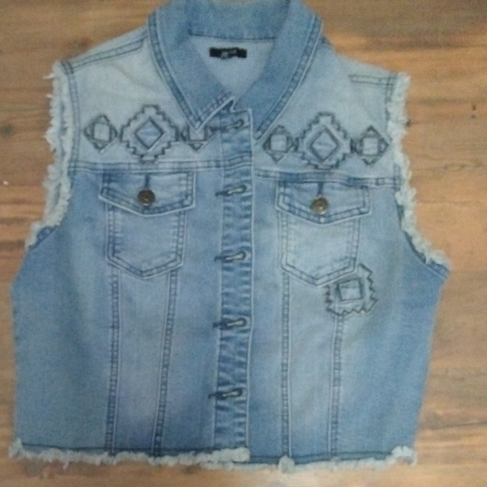 Embroidered Denim Vest
